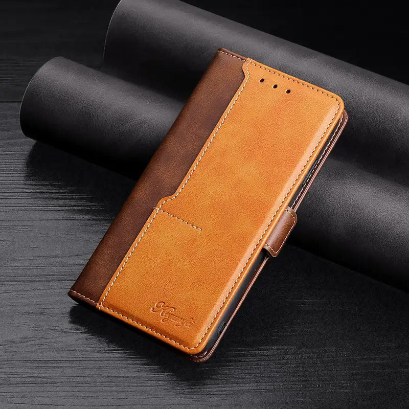OohTeX High-quality Leather Phone Case Shockproof Flip-in Card Contrast color Leather Phone Case(PZS) - Image 5