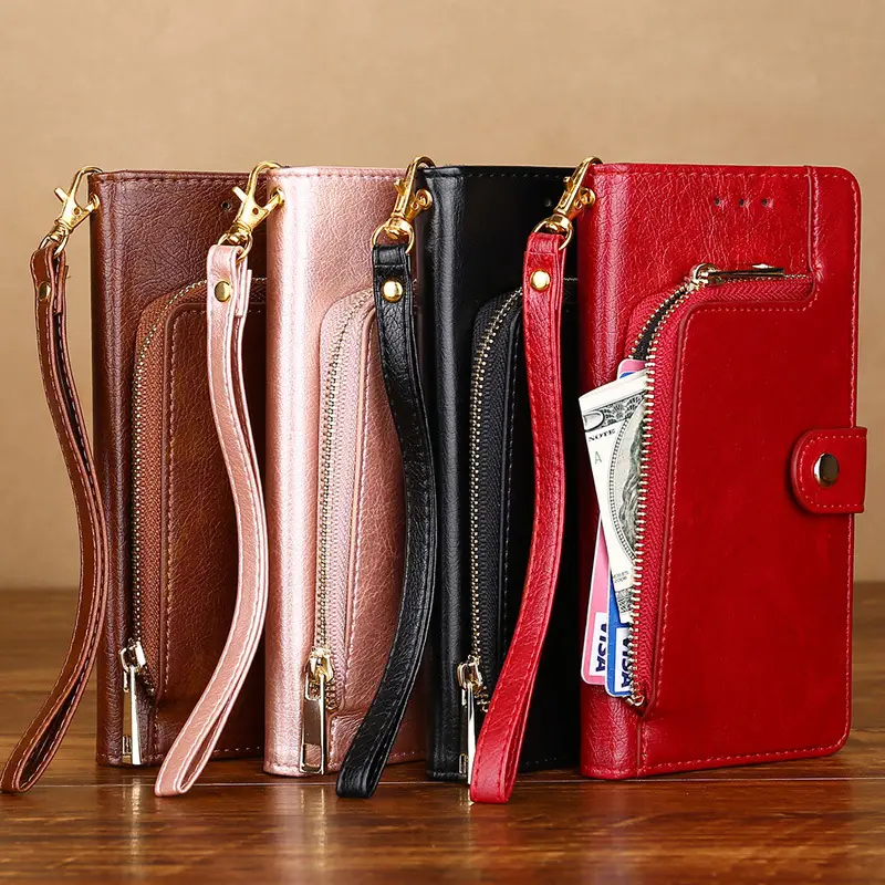 OohTeX Fashion Soft PU TPU Silicone Multifunctional Zipped Wallet Case Leather Phone Cover(PLL)
