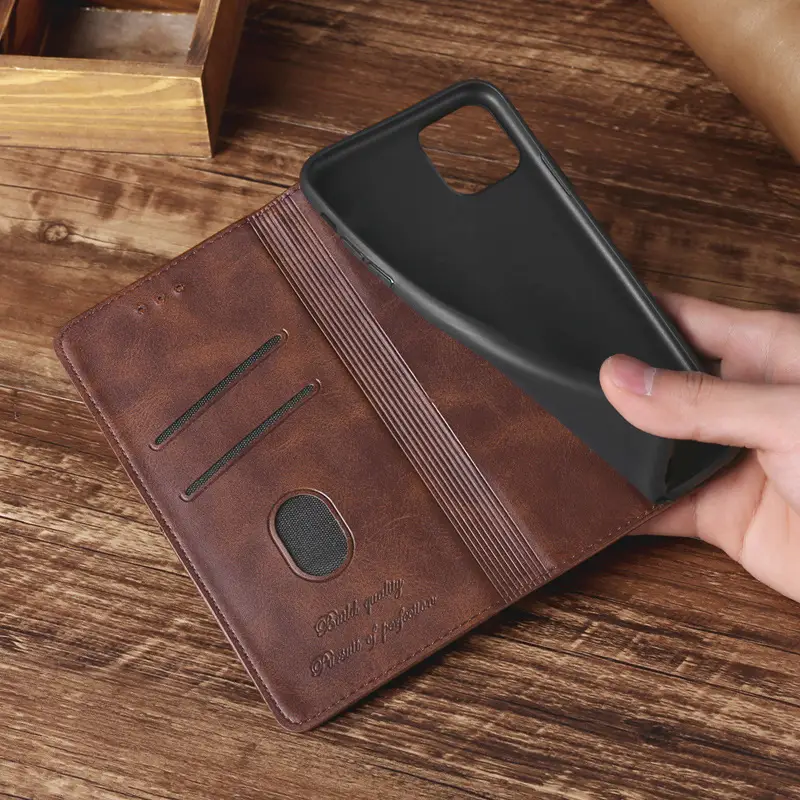 OohTeX Retro Soft PU TPU Silicone Magnetic Cards Leather Wallet Mobile Cover(PNW) - Image 4