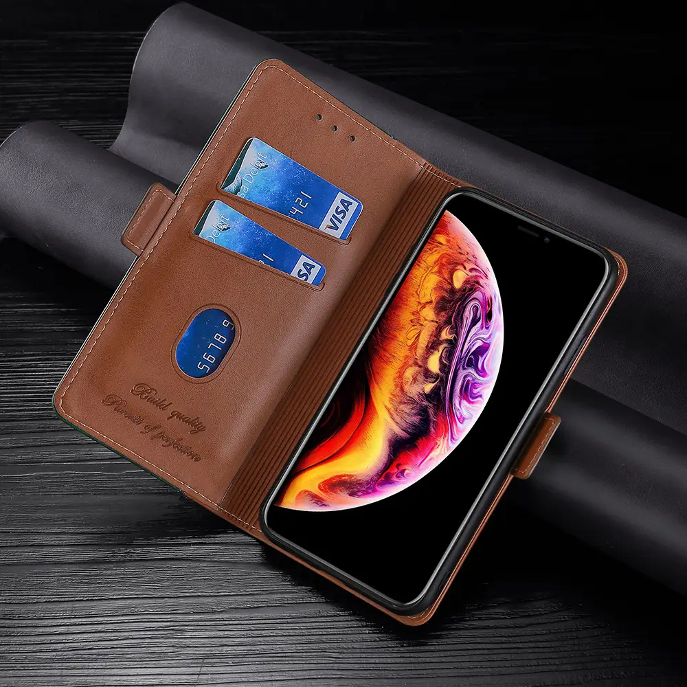 OohTeX High-quality Leather Phone Case Shockproof Flip-in Card Contrast color Leather Phone Case(PZS) - Image 9