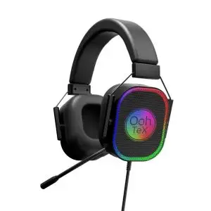 OohTeX PC Gaming Headset RGB LED Lights Stereo Sound 3.5mm+USB Wired On Ear Headphones (Q10)