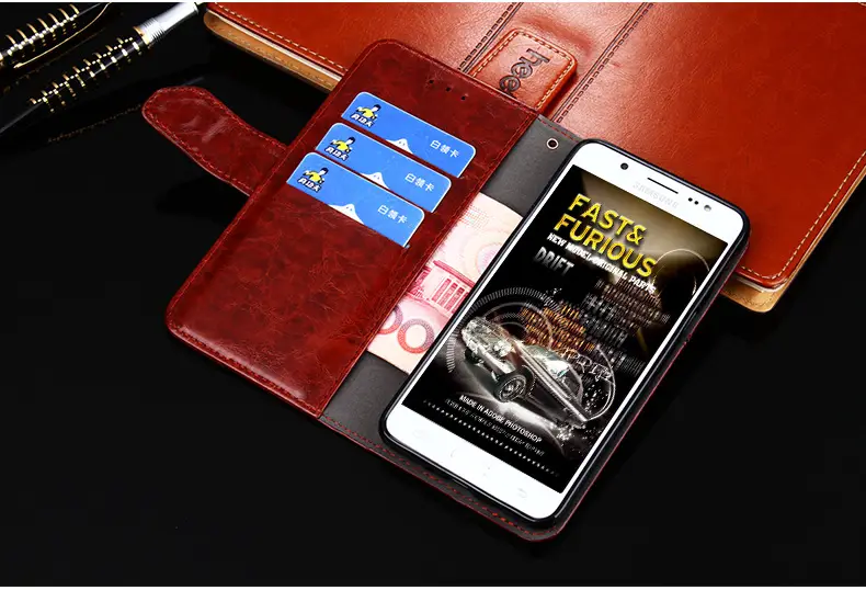 OohTeX High-quality Leather Geometry Phone Case Shockproof Flip-in Card Leather Phone Cover(PJH) - Image 2
