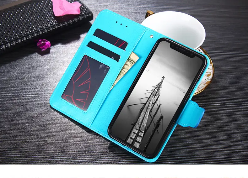 OohTeX Vintage Soft PU TPU Silicone Crazy Horse Crystal Pattern Leather Phone Case(PR6) - Image 2