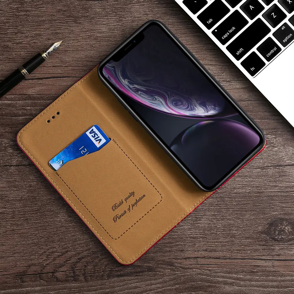 OohTeX Fashion Soft PU TPU Silicone Plaid Magnetic Suction Leather Phone Case(PGW) - Image 2