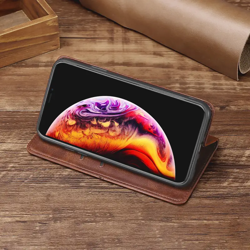OohTeX Retro Soft PU TPU Silicone Magnetic Cards Leather Wallet Mobile Cover(PNW) - Image 2