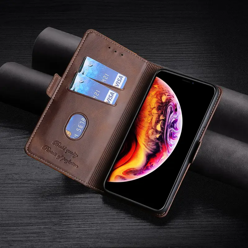OohTeX High-quality Leather Phone Case Shockproof Flip-in Card Contrast color Leather Phone Case(PZS) - Image 7