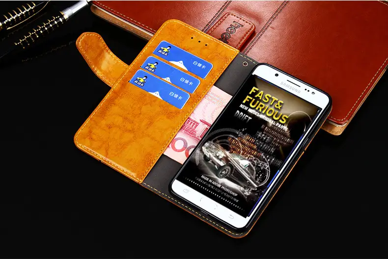 OohTeX High-quality Leather Geometry Phone Case Shockproof Flip-in Card Leather Phone Cover(PJH) - Image 4