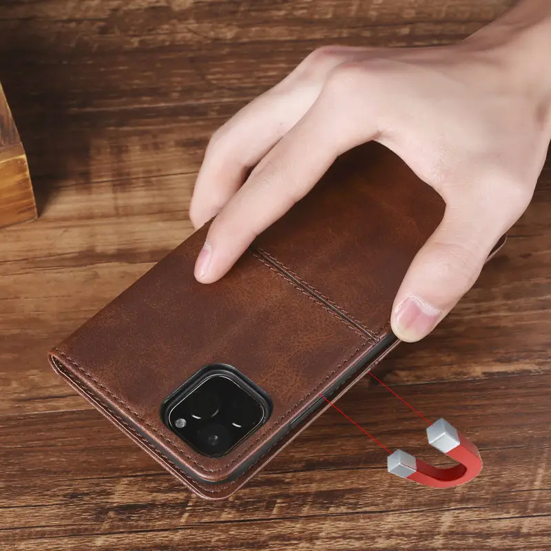 OohTeX Retro Soft PU TPU Silicone Magnetic Cards Leather Wallet Mobile Cover(PNW) - Image 3