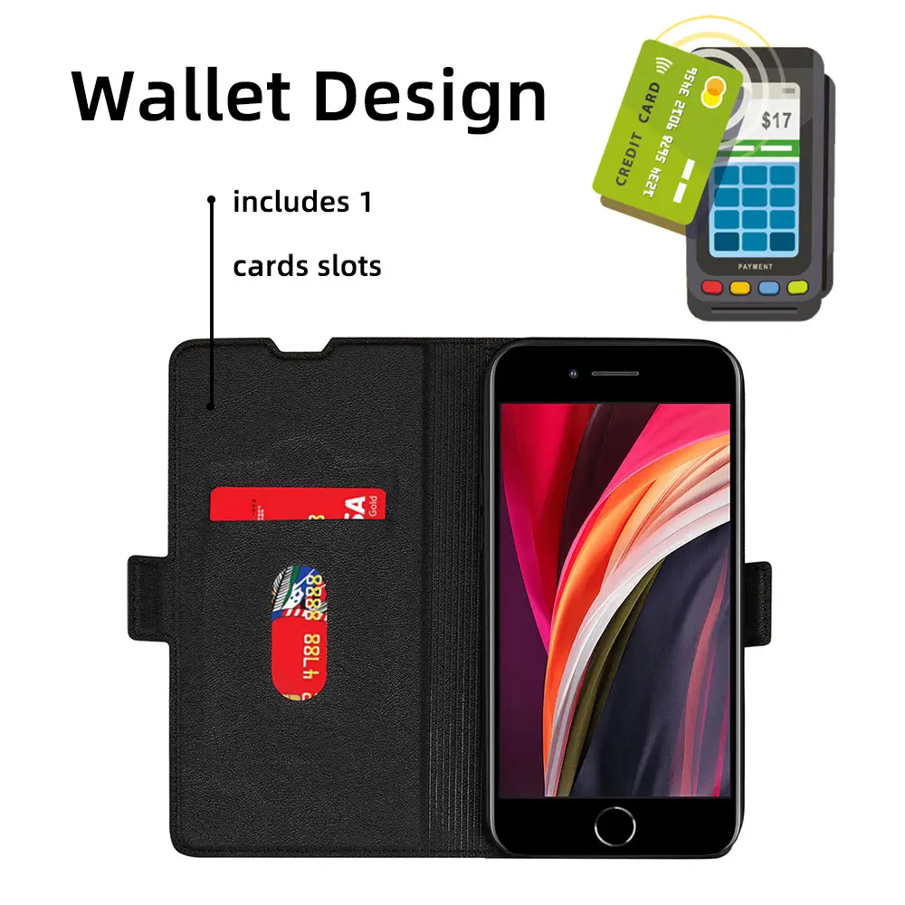 OohTeX Premium PU Leather Wallet Flip Protective Phone Case Cover w/Card Slots & Kickstand(PPLW) - Image 2