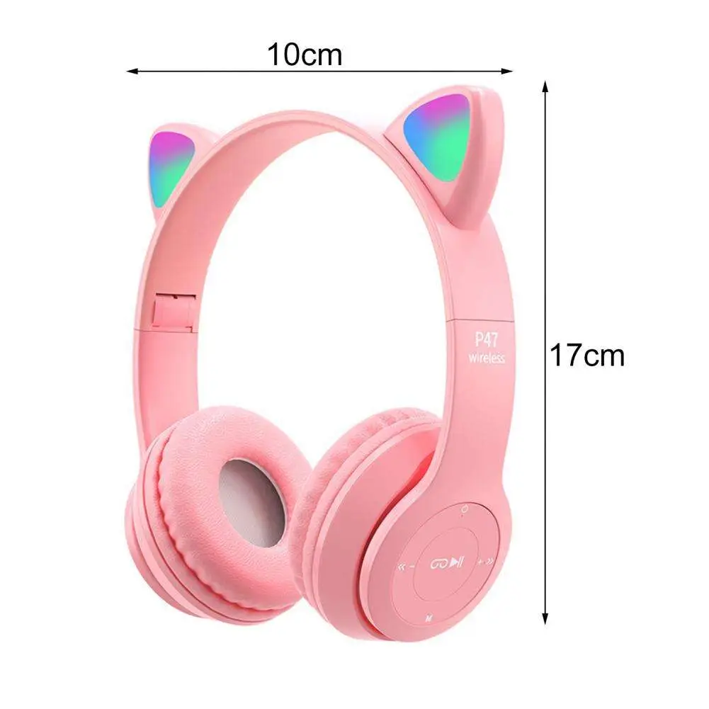 Valdus P47m Cat Ear Wireless Headphone Bt Call Multicolor Glow Led Long Battery Life Gaming Gaming Headset Earphone - Image 11