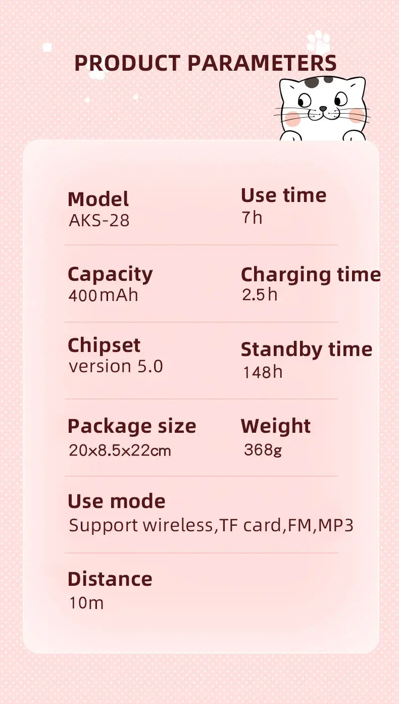 Wireless Cat Ear Bluetooth 5.0 Headset Microphone Handfree Earphone Headphone With LED Light - Image 12