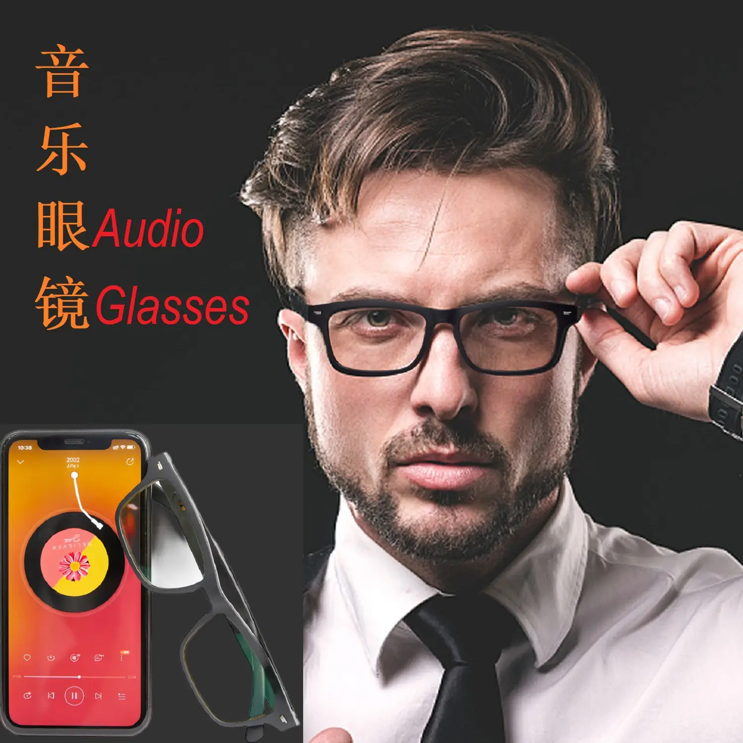BT 5.3 Factory price square lightweight polarized compatible audio smart glasses Falco Smart Glasses OT-01B
