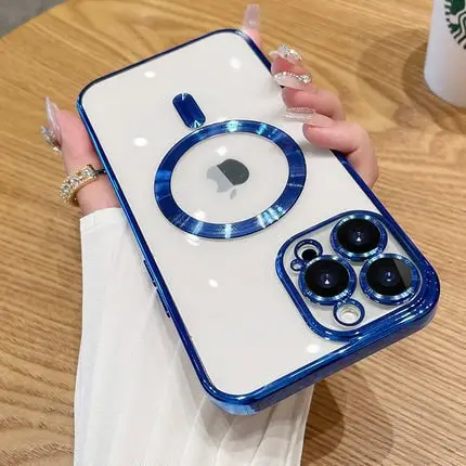 iPhone 16 Pro Magnetic Transparent Phone Case with Electroplated Finish and Built-in Camera Lens Protector - Image 5