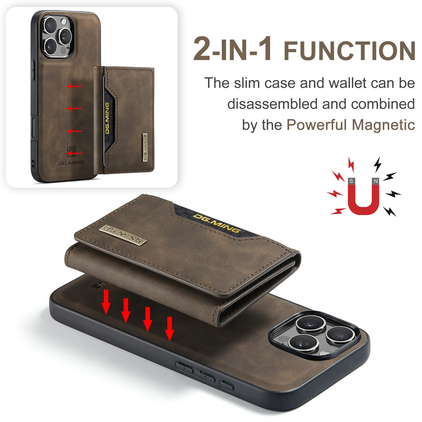 Elegant Magnetic Cardholder Wallet Case for iPhone & Samsung – Premium 2-in-1 Design with Secure Magnetic Closure - Image 14