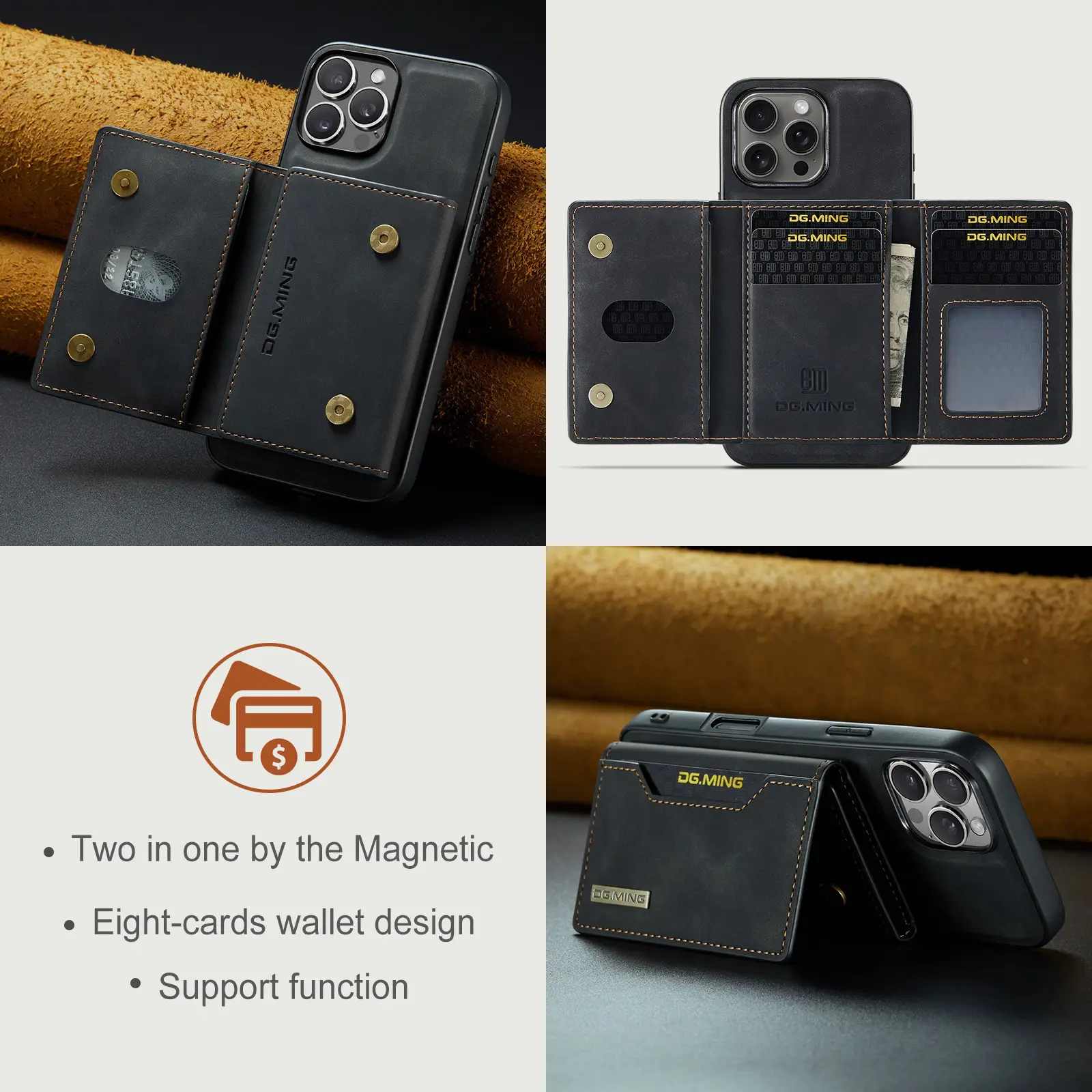 Elegant Magnetic Cardholder Wallet Case for iPhone & Samsung – Premium 2-in-1 Design with Secure Magnetic Closure - Image 8