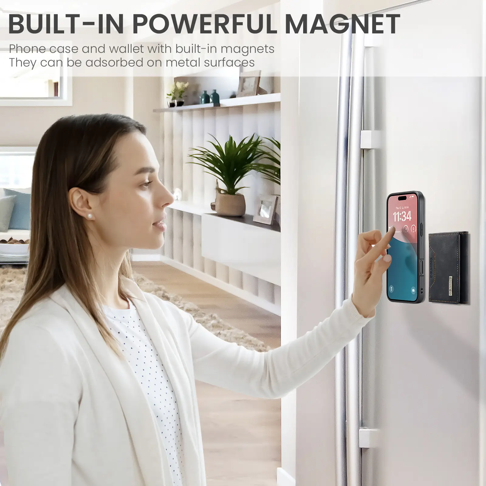 Elegant Magnetic Cardholder Wallet Case for iPhone & Samsung – Premium 2-in-1 Design with Secure Magnetic Closure - Image 9
