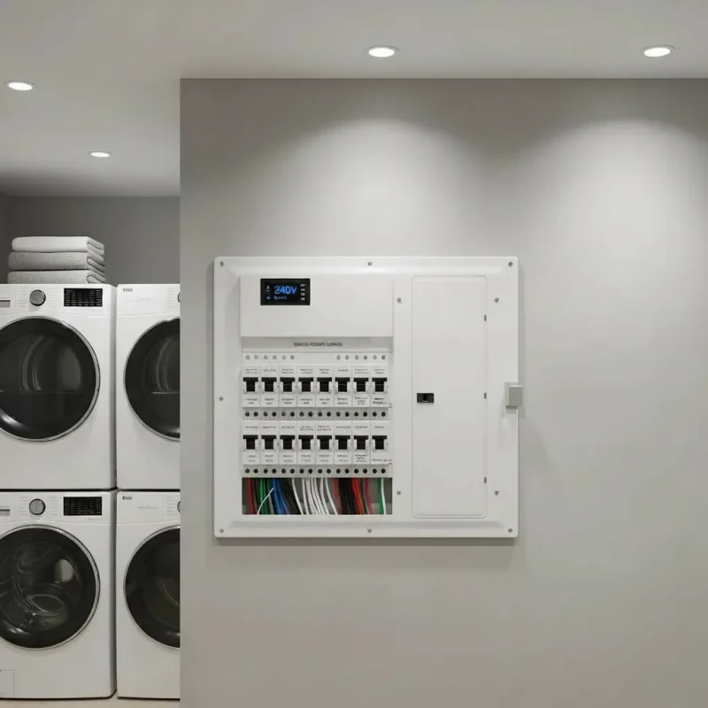 modern electrical panel in a home setting highlighting safety and efficiency