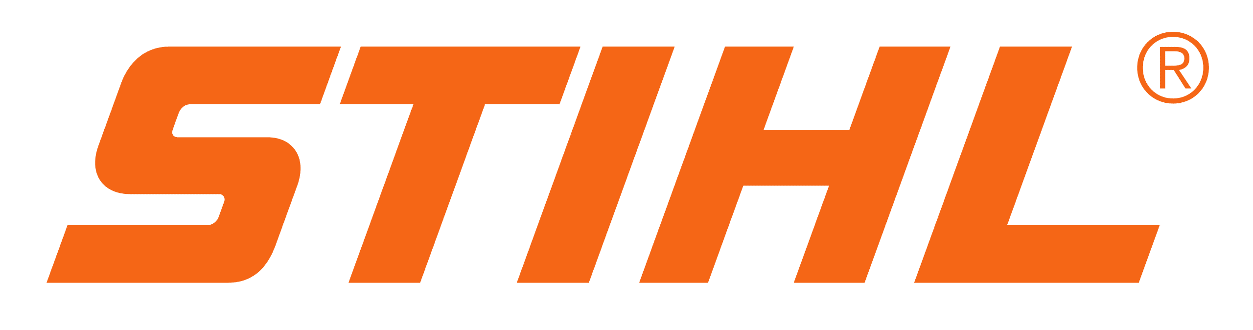 Logo de STIHL, comportant le nom de la marque en lettres majuscules orange et grasses avec un symbole de marque déposée. Parfait pour les professionnels au Paysagiste Elagage Albi.