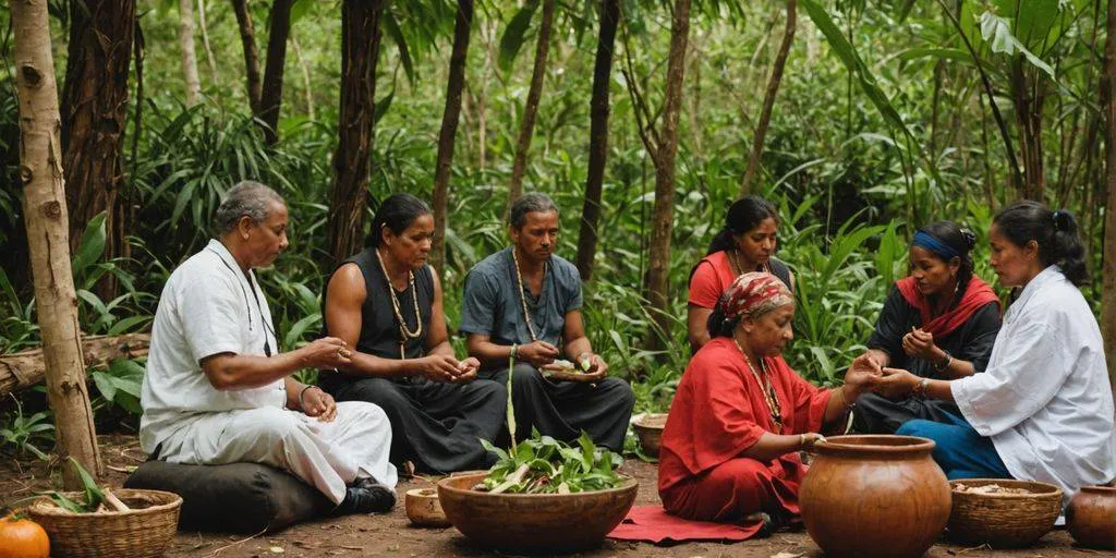 Menschen bei traditionellen Heilpraktiken in verschiedenen Kulturen