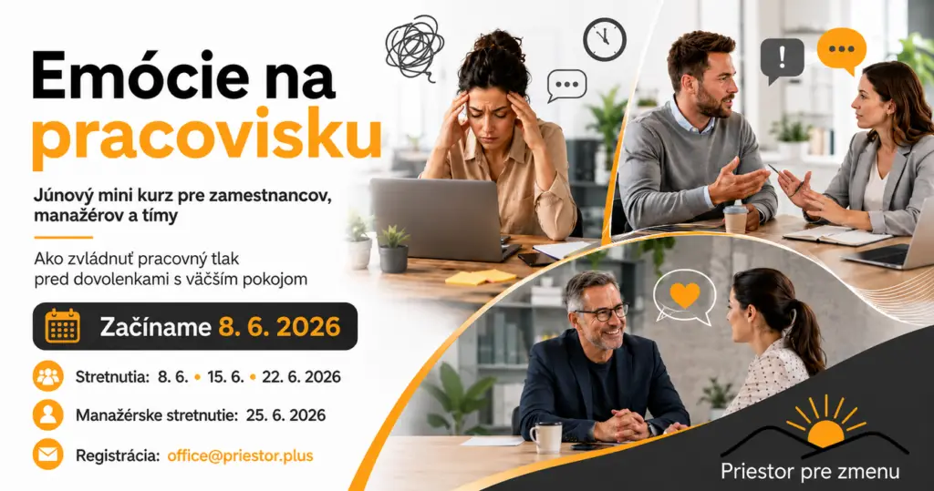Júnový mini kurz emočnej gramotnosti pre zamestnancov, manažérov a tímy Jún býva v práci špecifickým obdobím. Uzatvárajú sa úlohy, dobiehajú termíny, rastie tlak pred dovolenkami a mnohí ľudia cítia únavu z celého polroka.