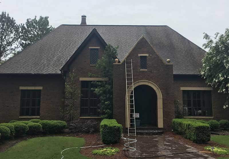 Image: Jackson MS Roof Cleaning Company, Priority Exterior Cleaning, LLC, cleaning a Jackson MS area home.