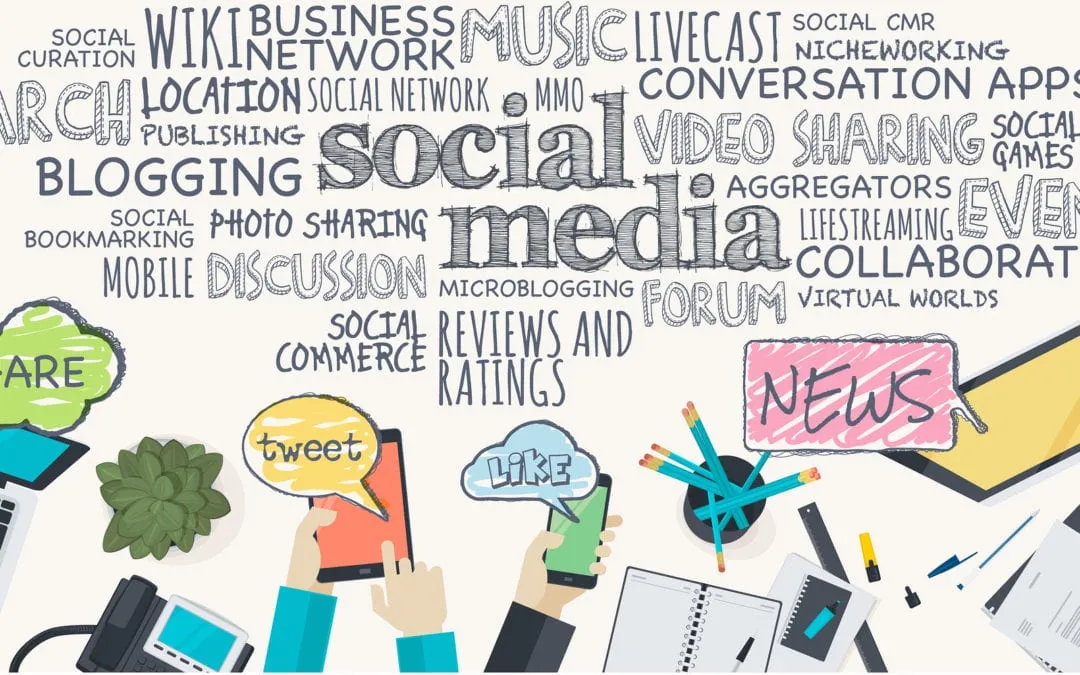 Digital marketing for Small Business keywords flat overlay