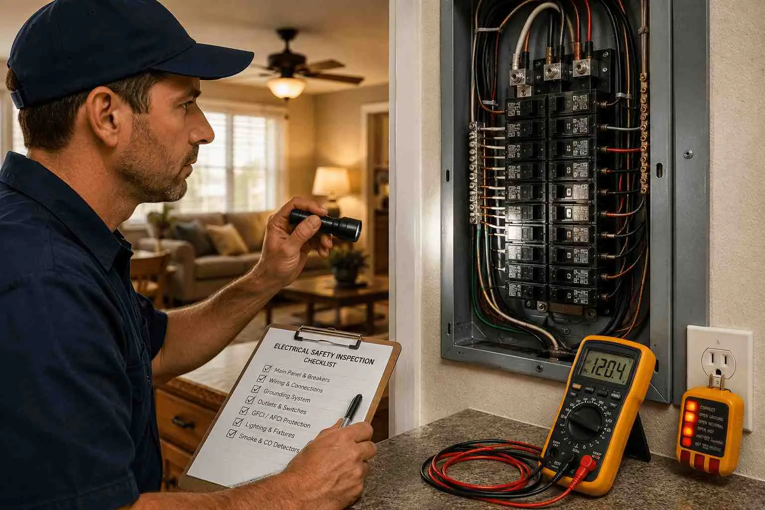 Licensed residential electrician working in a Glendora, CA home