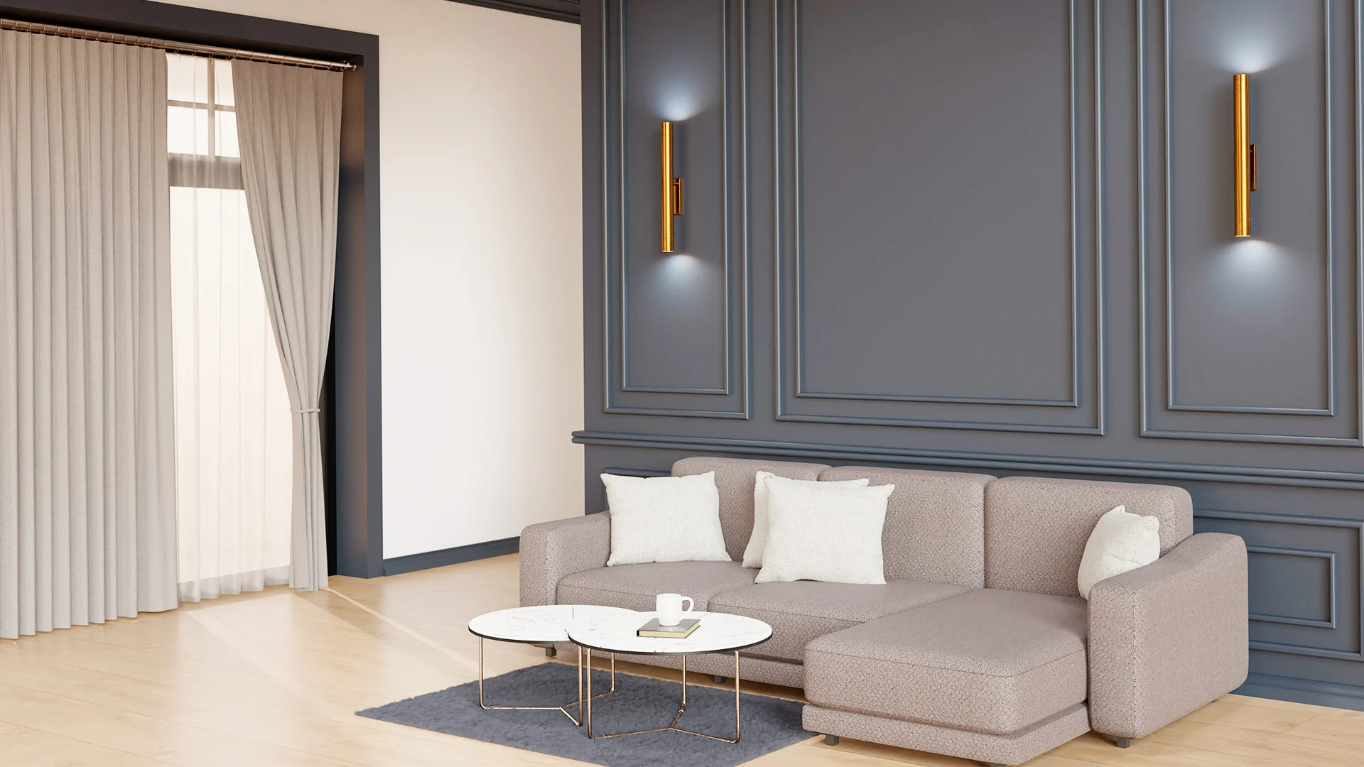 Modern living room designed by interior designers in Bangalore
