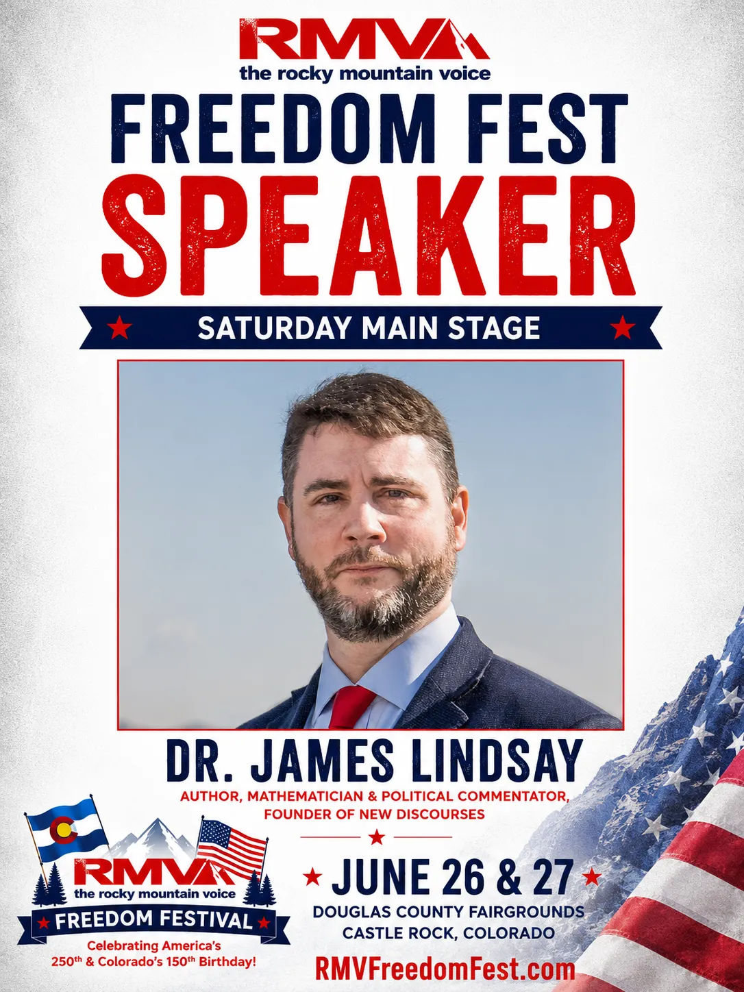 Dr. James Lindsay — RMV Freedom Festival 2026 speaker poster