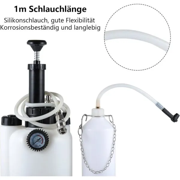 3L Bremsenentlüftungsgerät mit Flasche, Pumpe, Silikonschlauch und Adapter.