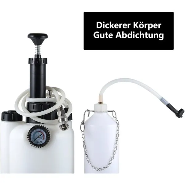 3L Bremsenentlüftungsgerät mit E20 Adapter und 1L Entlüfterflasche, mit Manometer.