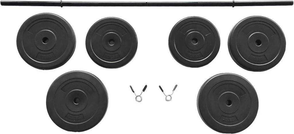 BalanceFrom 100-Pound Barbell Set Includes the Bar and Clips BalanceFrom 100-Pound Barbell Set Includes the Bar and Clips