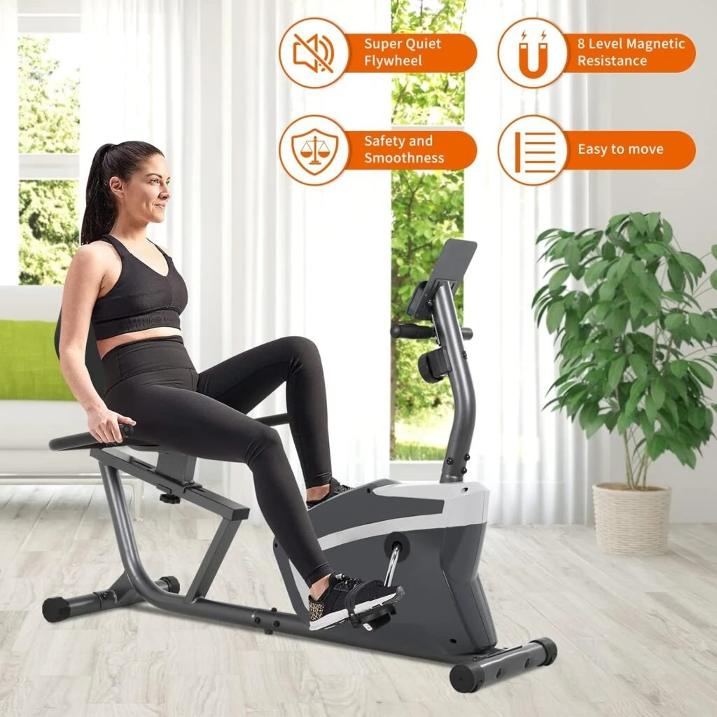 Exercise Bike,Magnetic Recumbent Exercise Bike,Stationary Bike for Home,Indoor Stationary Bike with Pulse Rate Monitoring 8 Levels Magnetic Large Comfortable Seat with Phone Holder for Home Gym Exercise Bike,Magnetic Recumbent Exercise Bike,Stationary Bike for Home,Indoor Stationary Bike with Pulse Rate Monitoring 8 Levels Magnetic Large Comfortable Seat with Phone Holder for Home Gym