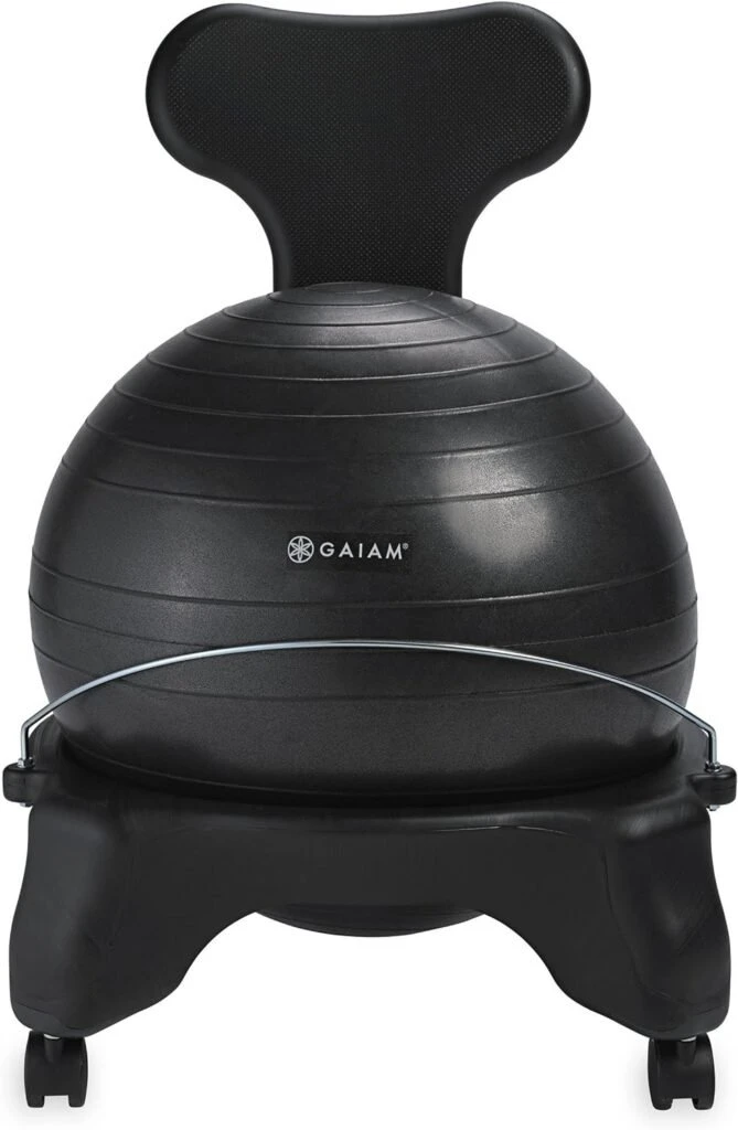 Gaiam Classic Balance Ball Chair – Exercise Stability Yoga Ball Premium Ergonomic Chair for Home and Office Desk with Air Pump, Exercise Guide and Satisfaction Guarantee Gaiam Classic Balance Ball Chair – Exercise Stability Yoga Ball Premium Ergonomic Chair for Home and Office Desk with Air Pump, Exercise Guide and Satisfaction Guarantee