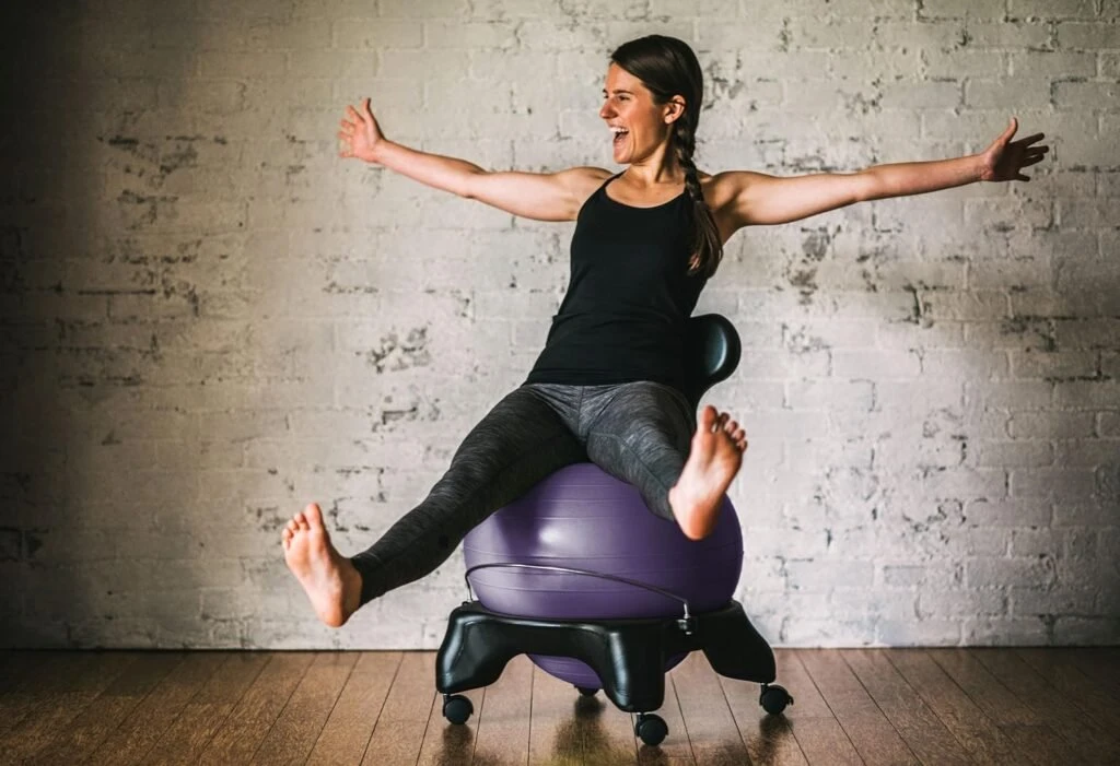 Gaiam Classic Balance Ball Chair – Exercise Stability Yoga Ball Premium Ergonomic Chair for Home and Office Desk with Air Pump, Exercise Guide and Satisfaction Guarantee Gaiam Classic Balance Ball Chair – Exercise Stability Yoga Ball Premium Ergonomic Chair for Home and Office Desk with Air Pump, Exercise Guide and Satisfaction Guarantee