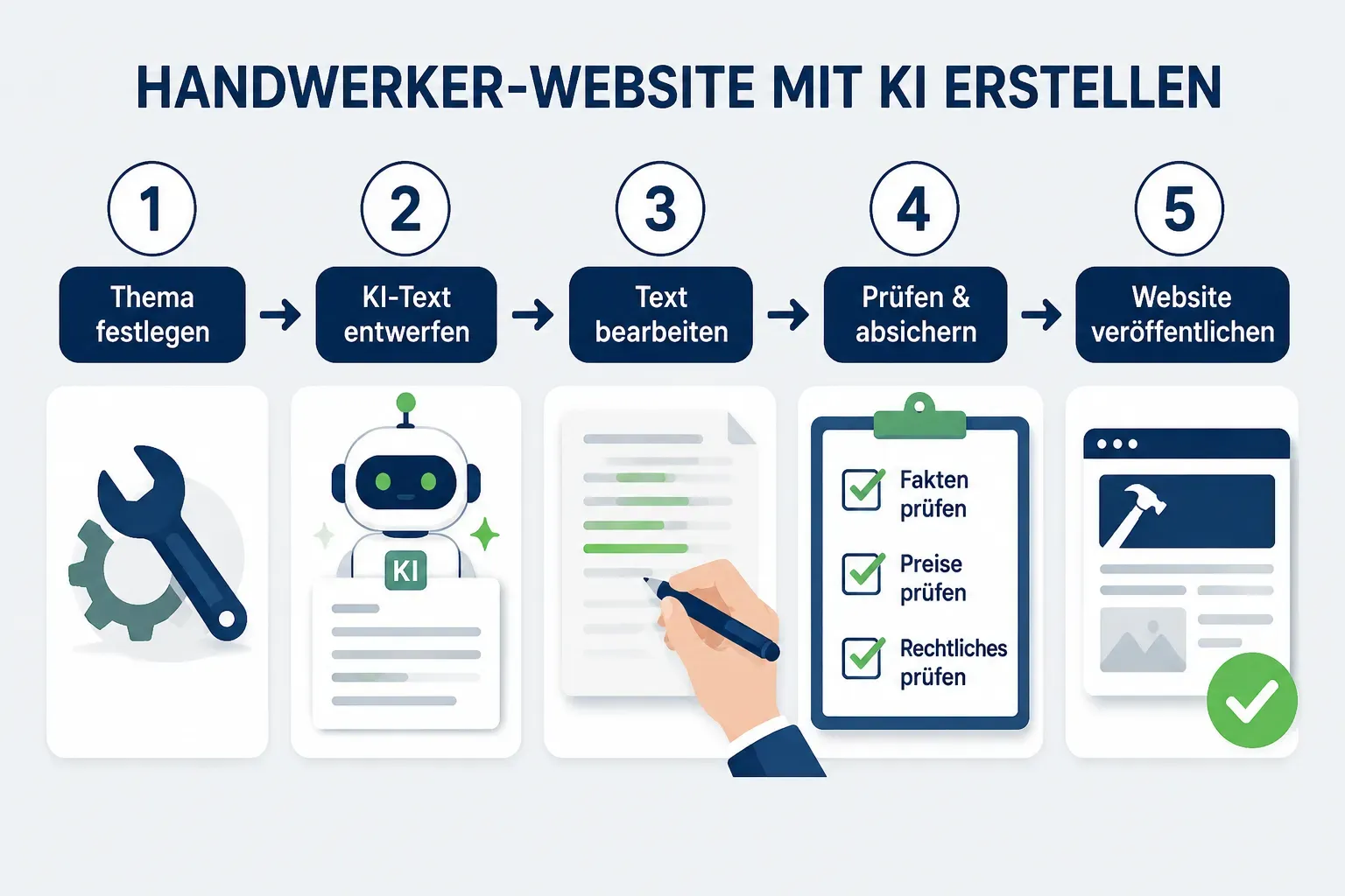 Wie machen Sie KI-Texte natürlicher und persönlicher für Ihre Handwerker-Website?
