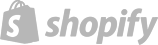 Shopify logo in grey colour, representing ecommerce platform integration expertise by a Perth web design and development agency.