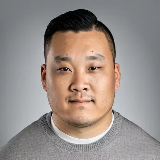 A man in a gray sweater is posing for a photo.