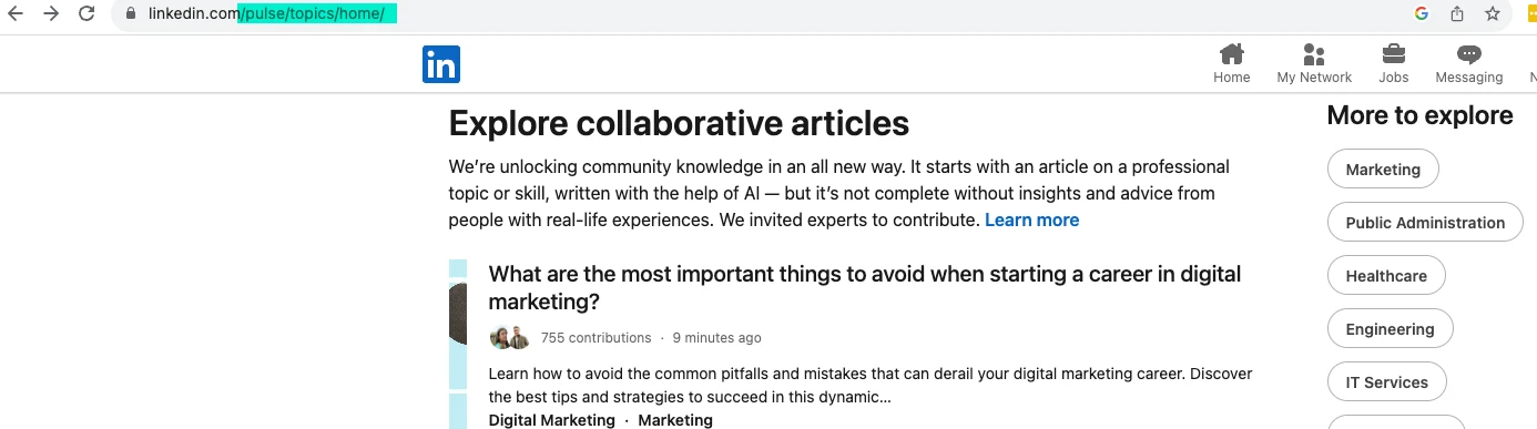 A screen shot of a web page showing a list of articles.