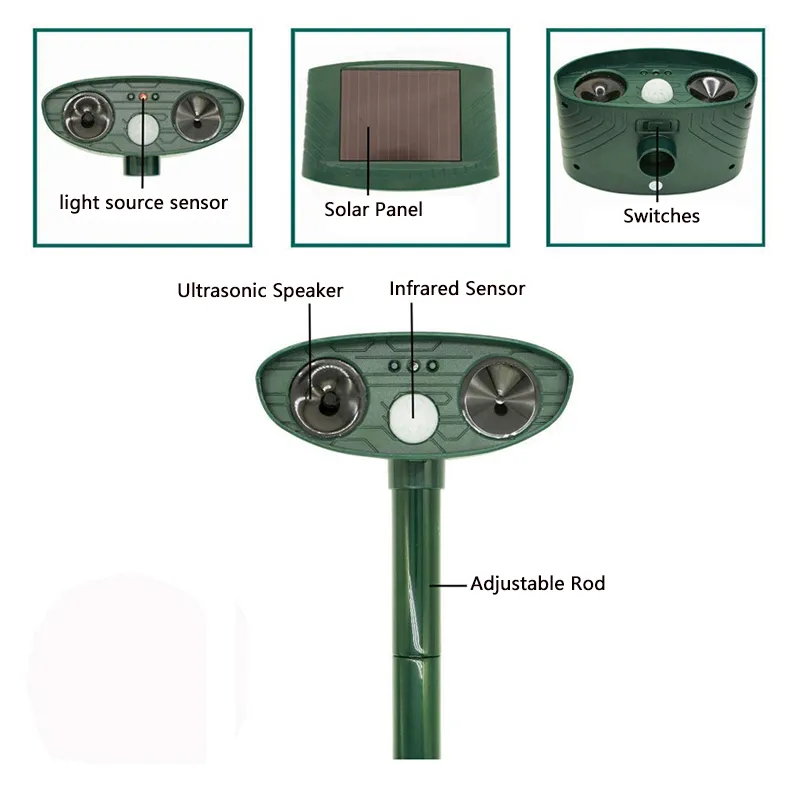 Solar Bird Repeller Ultrasonic Animal Repeller Outdoor Cat Repellent Dog Deterrent with LED Flashing Light Solar Animal Repeller Solar Bird Repeller Ultrasonic Animal Repeller Outdoor Cat Repellent Dog Deterrent with LED Flashing Light Solar Animal Repeller