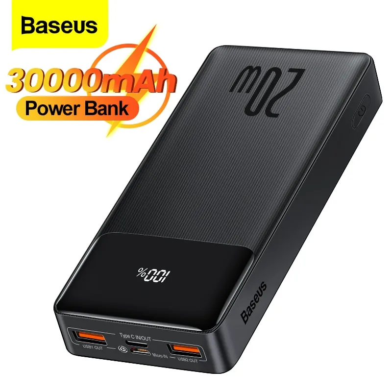 מטען נייד Baseus בנפח 30,000mAh כולל טייפ C וטעינה מהירה דו כיוונית בהספק של 20W – תמונה 2