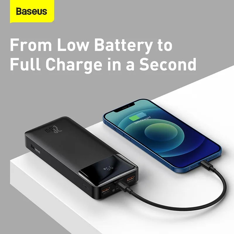 מטען נייד Baseus בנפח 30,000mAh כולל טייפ C וטעינה מהירה דו כיוונית בהספק של 20W – תמונה 4