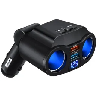 מפצל חיבור מצת מכניסה אחת ל-2 – כולל 2 כניסות USB לרכב טעינה מהירה!