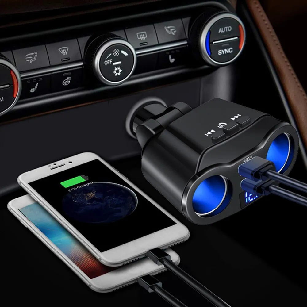 מפצל חיבור מצת ל-ד חיבורי מצתים לרכב + 2 כניסות USB לרכב טעינה מהירה! – תמונה 3