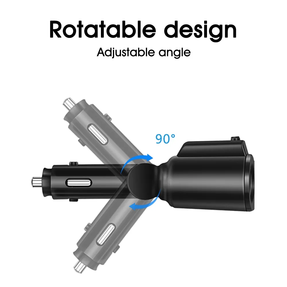 מפצל חיבור מצת ל-ד חיבורי מצתים לרכב + 2 כניסות USB לרכב טעינה מהירה! – תמונה 5