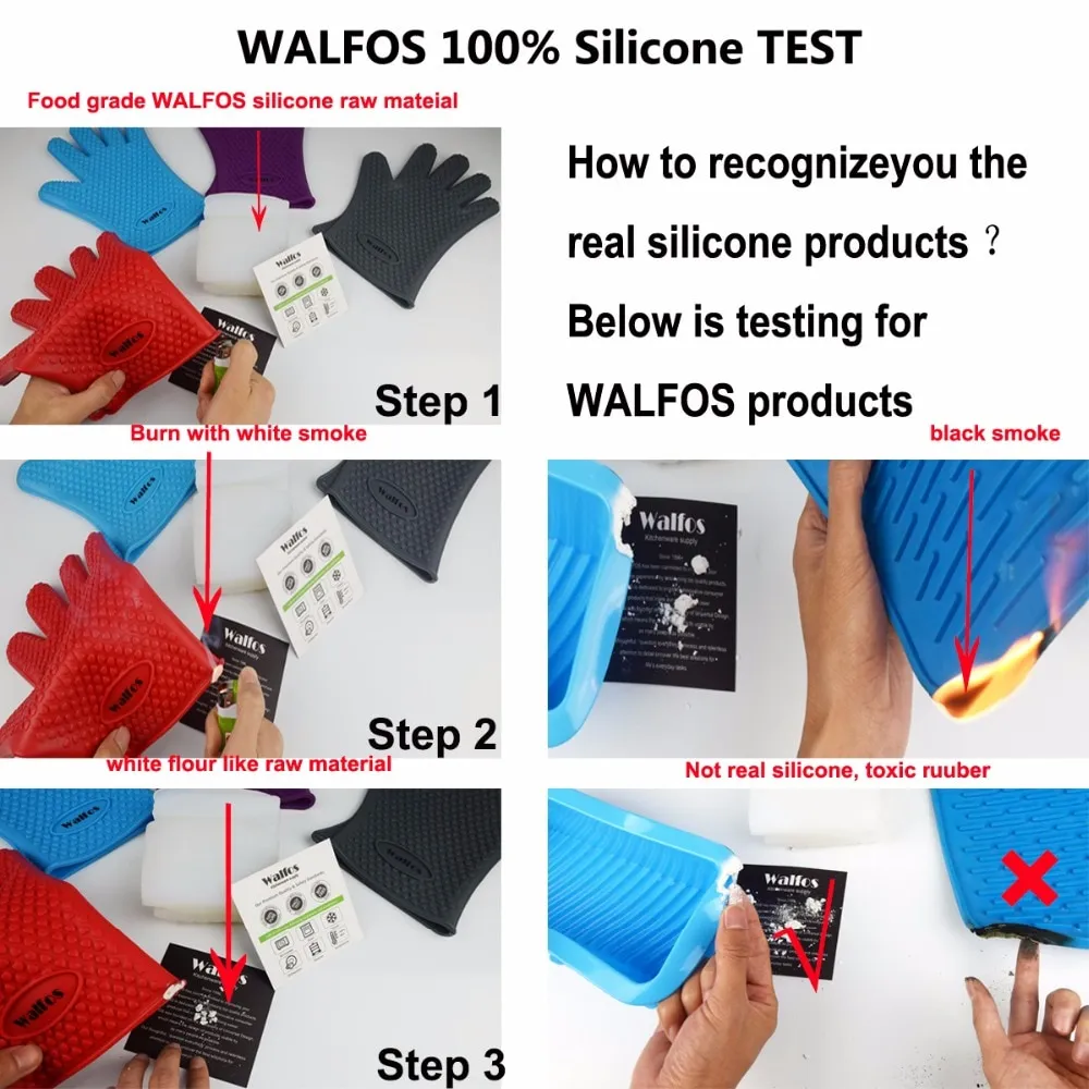כפפת סילקון מבית WALFOS עמידה בחום לבישול אפייה ועוד, צבעים שונים לבחירה – תמונה 6
