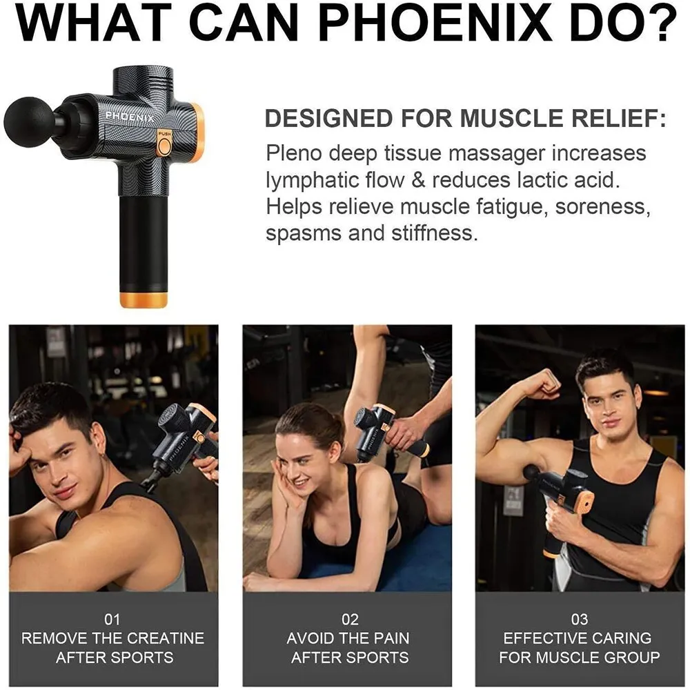 ⁦אקדח עיסוי מסאז’ מקצועי דגם A2 מבית Phoenix⁩ – תמונה ⁦2⁩