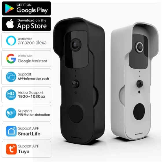 פעמון וידאו חכם 1080p Full HD הנשלט באמצעות הסמארטפון