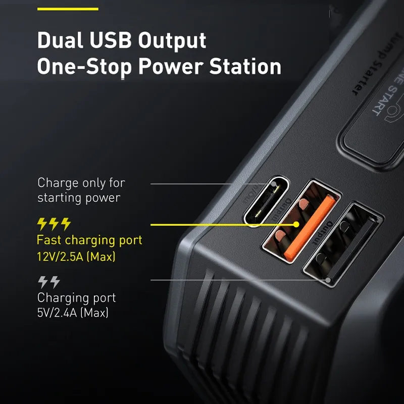 ⁦בוסטר התנעה לרכב מבית Baseus דגם חדש וחזק יותר 20,000mAh!⁩ – תמונה ⁦4⁩