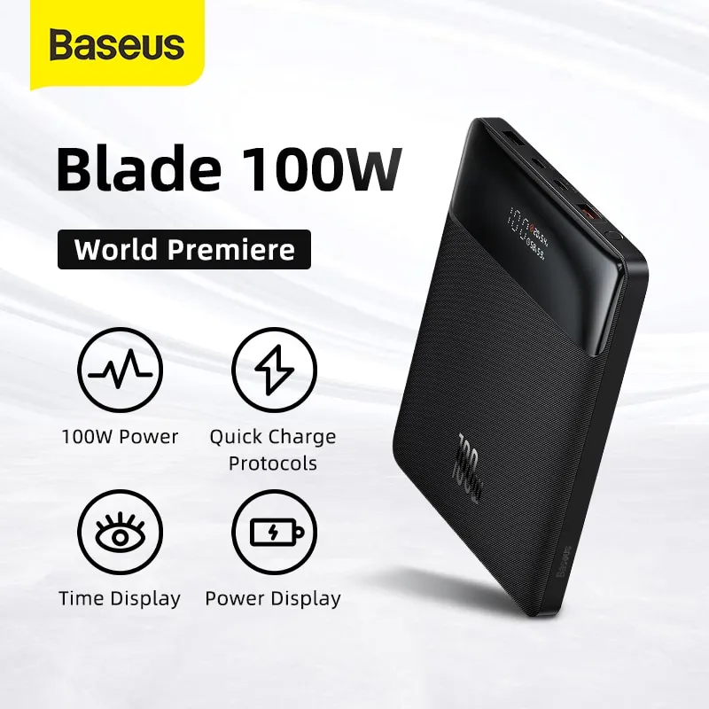 ⁦מטען נייד 100W מבית Baseus סופר עוצמתי, בקיבולת 20,000mAh⁩ – תמונה ⁦2⁩